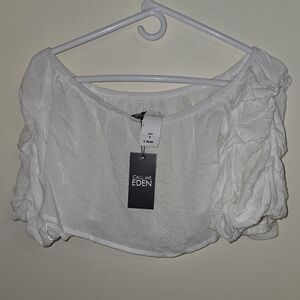 NWT Call Me Eden White Ruffle Crop Top Size: Small